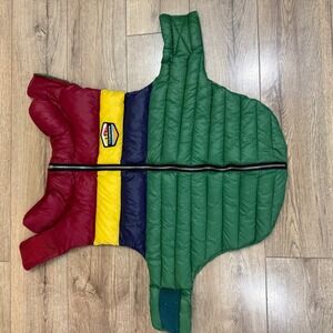 FALLventure Puffer Dog Coat Vest - Red, Yellow, Blue, Green Colorblock XS S